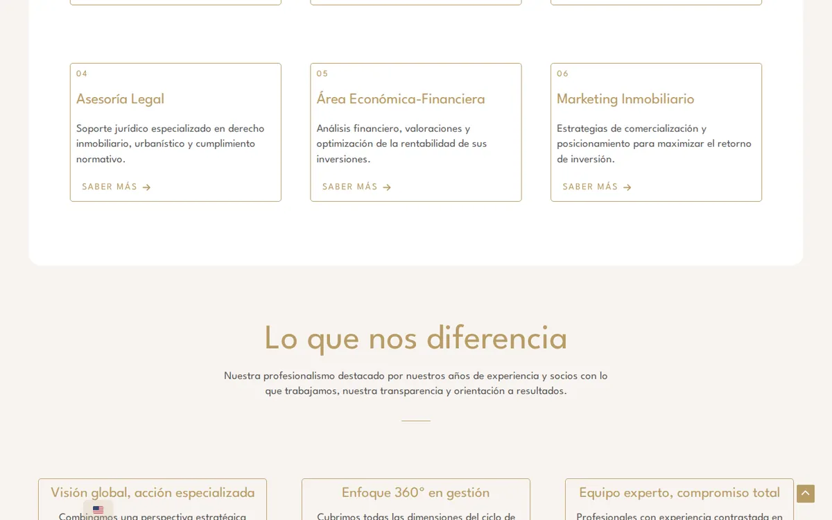 Áreas de gestión y sección de diferenciación