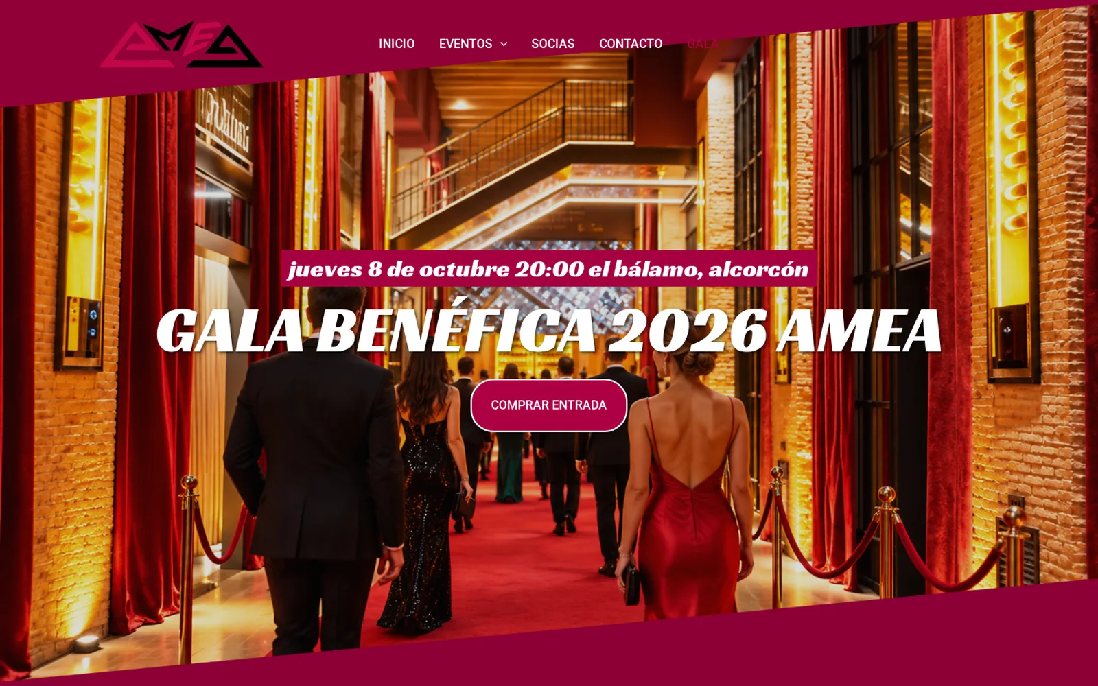 Página de la Gala Benéfica 2026 de AMEA con el botón de comprar entrada